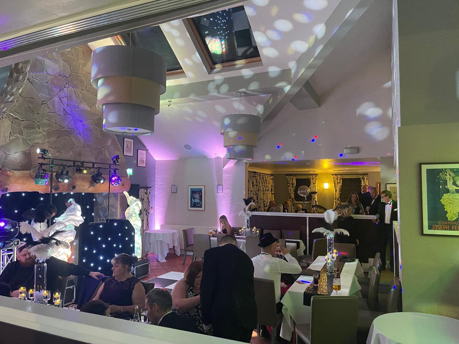 Dining room styled for a private 60th birthday celebration