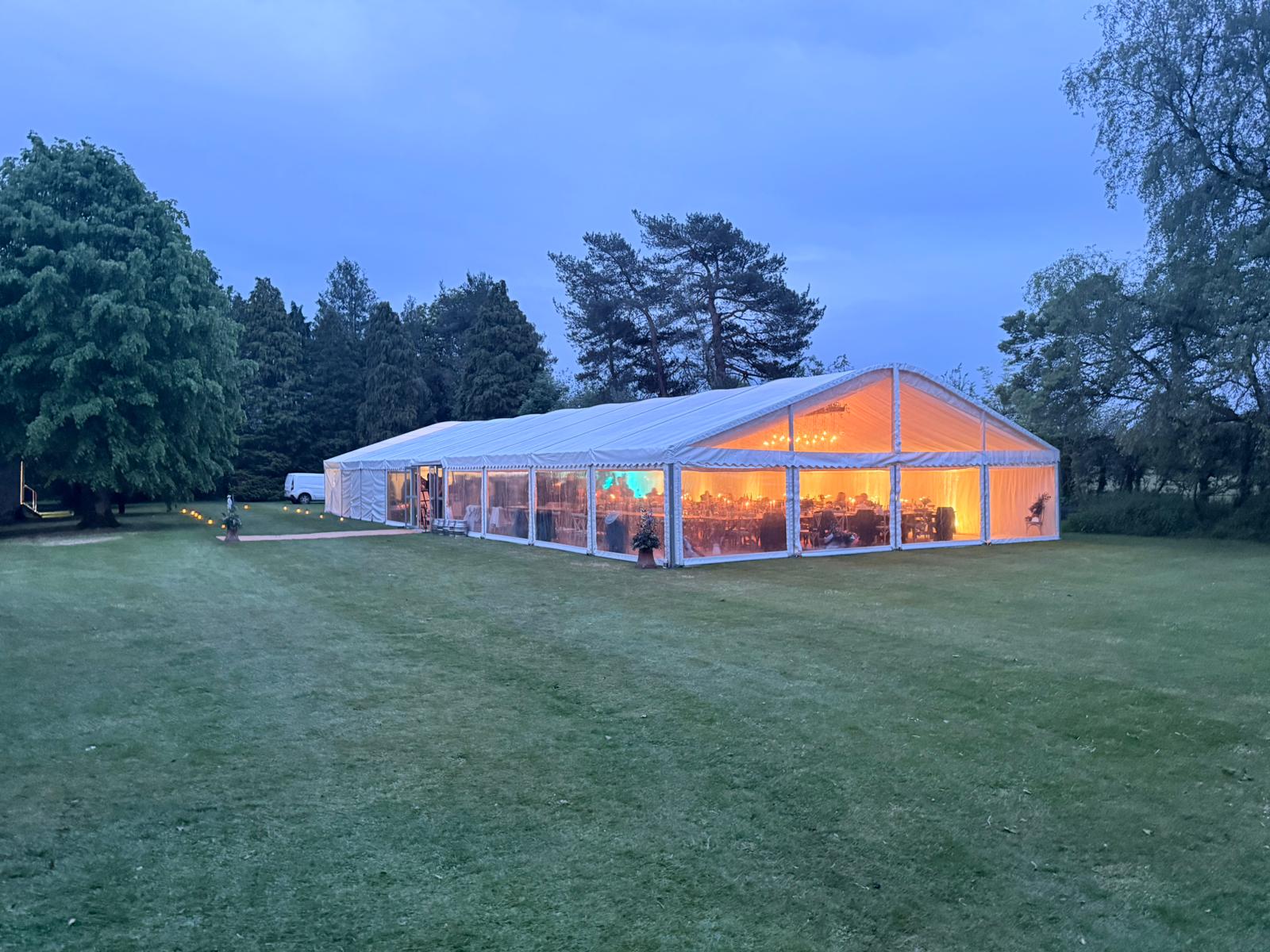 An outdoor marquee event setting